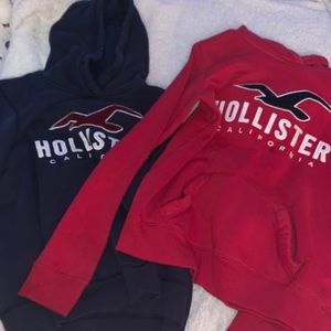 Hollister hoodies in red and blue both xs